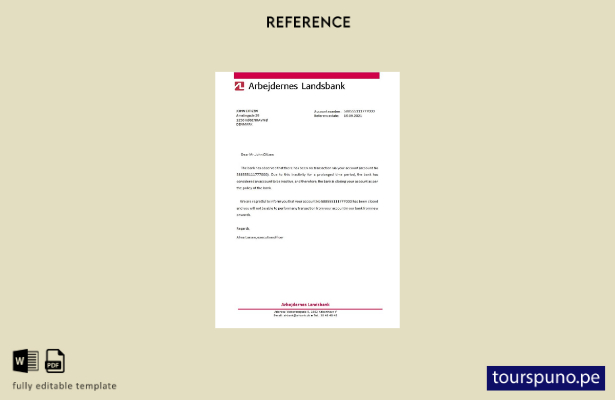 listo para imprimir Plantilla de referencia de cierre de Dinamarca Arbejdernes L